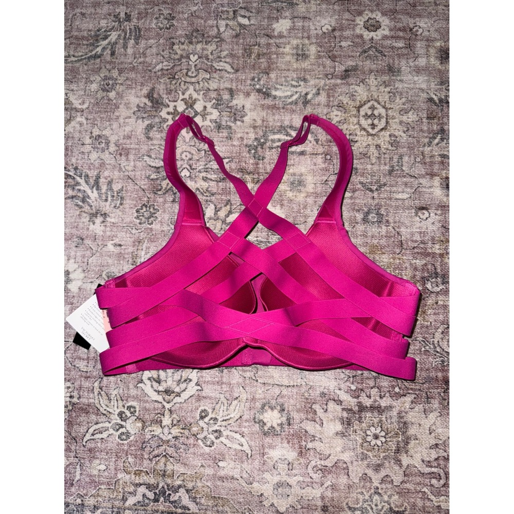 Victoria's Secret Knockout Front-Close Sport Bra Pink Strappy Back Size 36B NEW - Picture 4 of 7